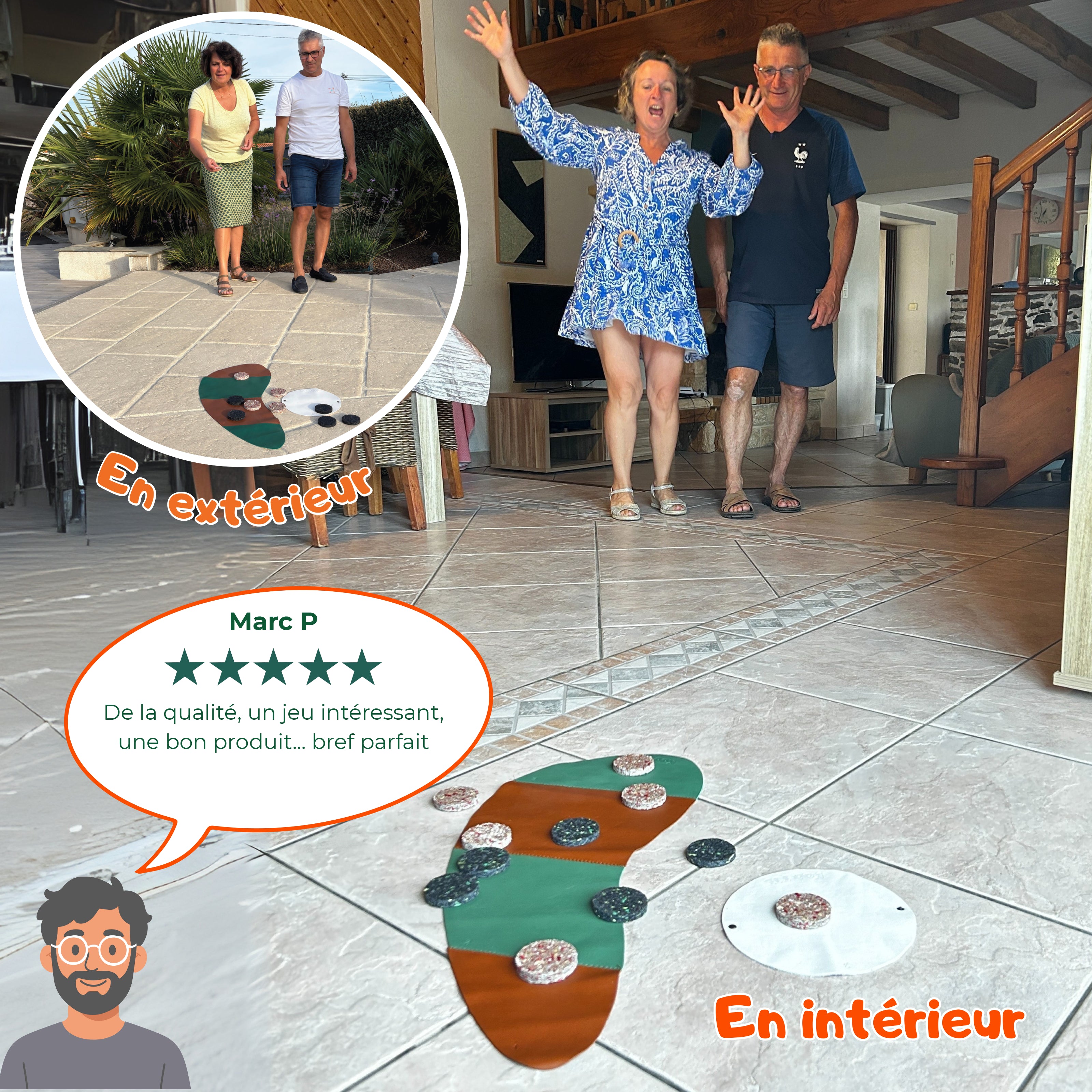 Cible en cuir pour jeu de palets - zones de points multiples