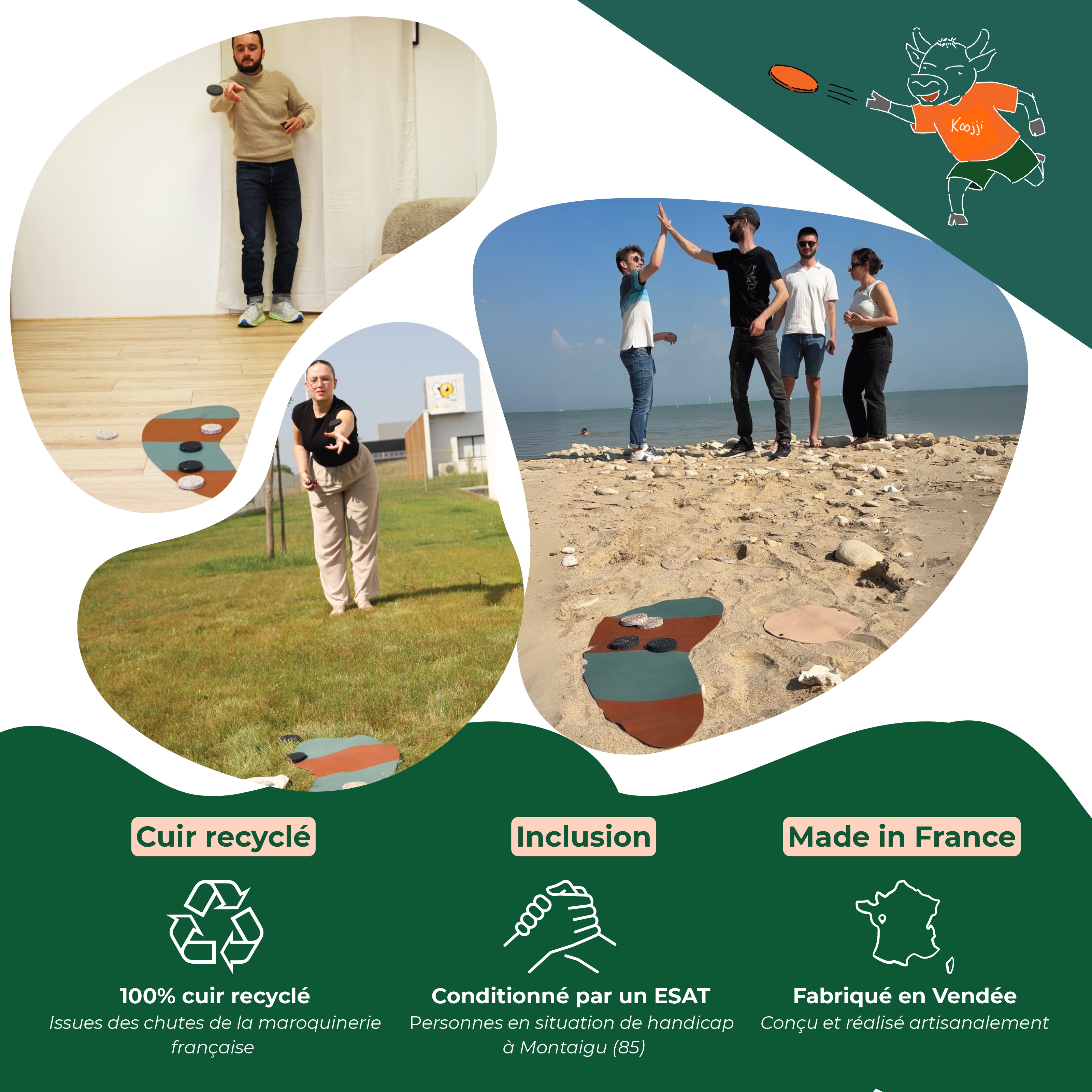 Cible en cuir pour jeu de palets - zones de points multiples