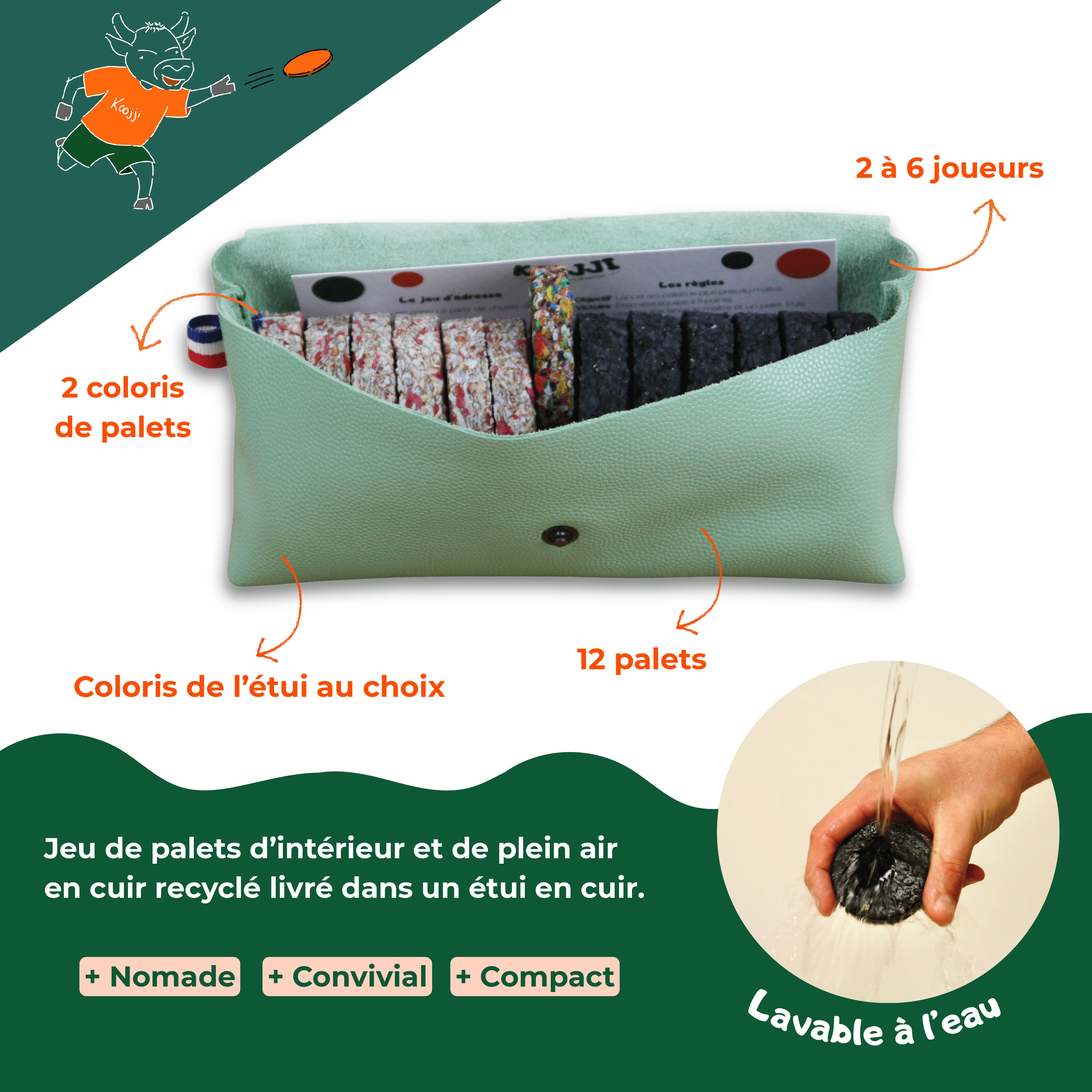 Jeu de palets d'intérieur et de plein air en cuir personnalisé