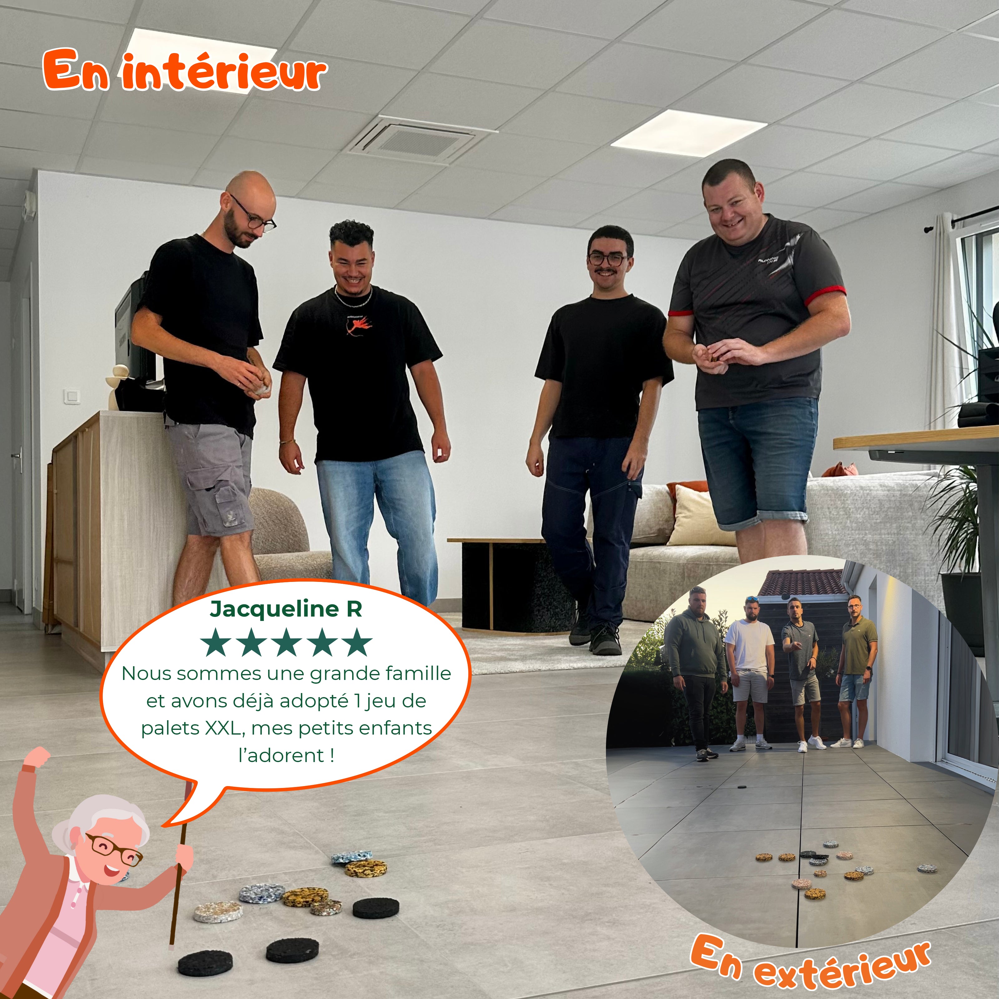 Jeu de palets XXL d'intérieur et de plein air en cuir