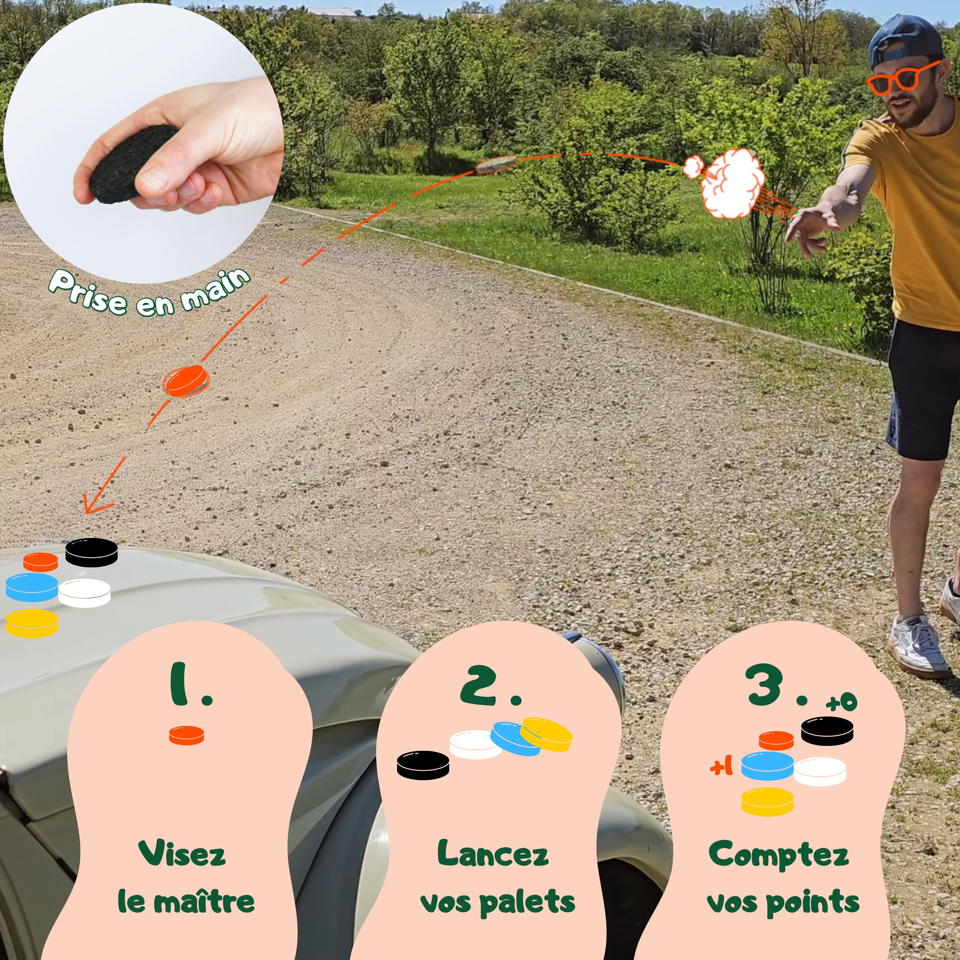 Jeu de palets XXL d'intérieur et de plein air en cuir