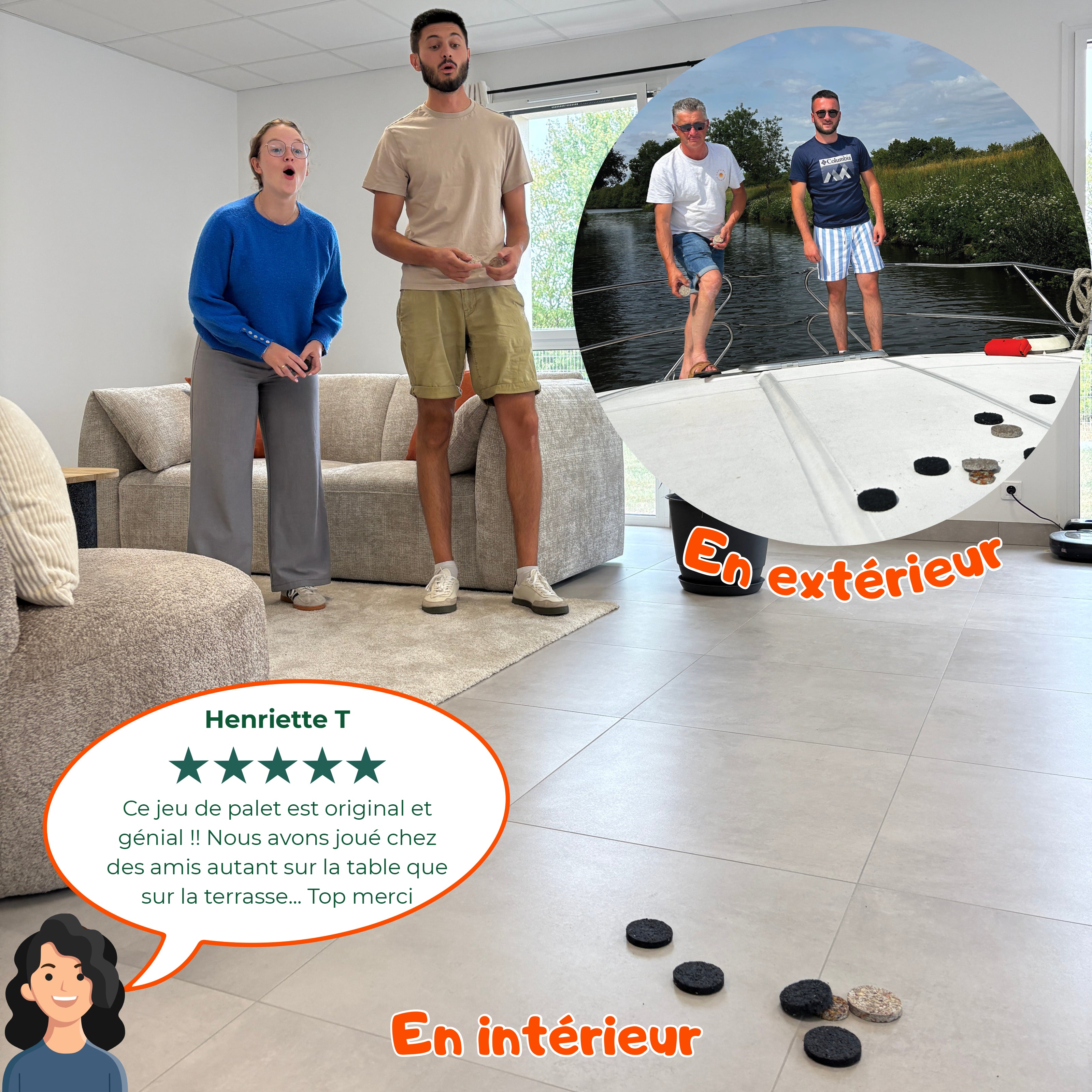 Jeu de palets d'intérieur et de plein air en cuir