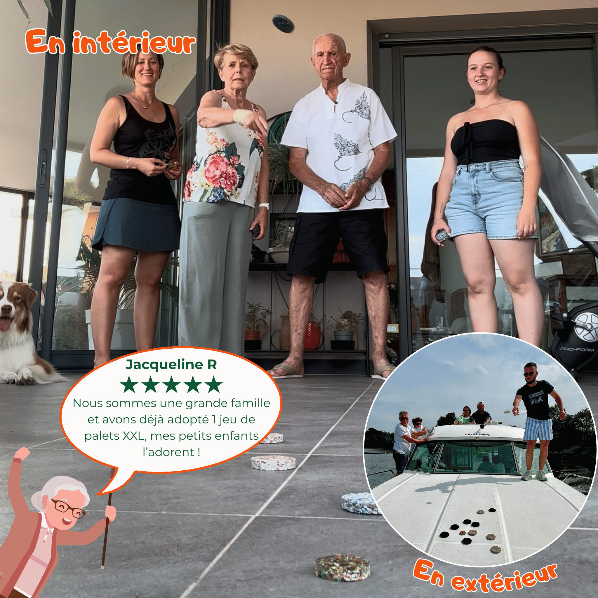 Jeu d’adresse familial KOOJJI – coffret de 16 palets en cuir pour jouer en famille