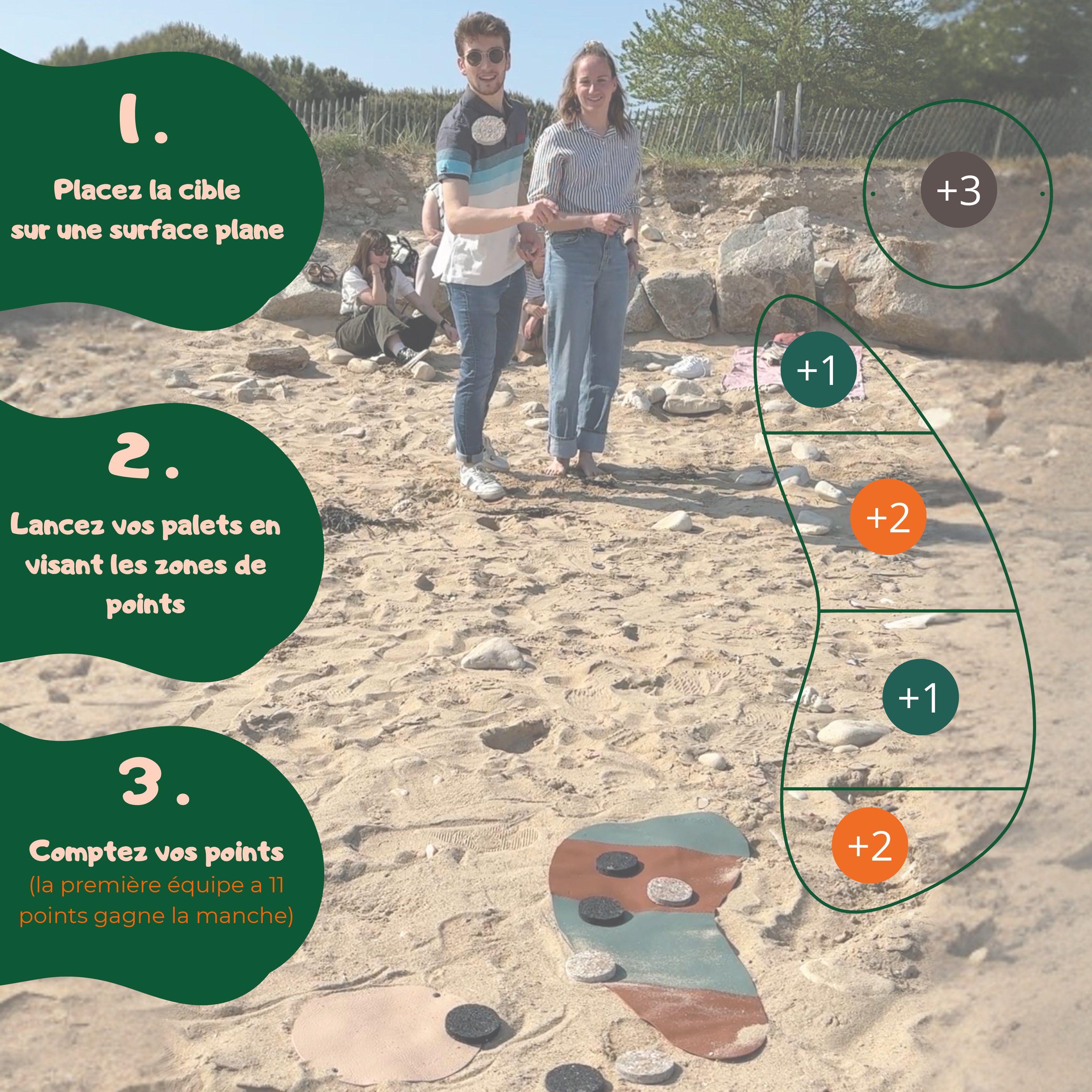 Cible en cuir pour jeu de palets - zones de points multiples