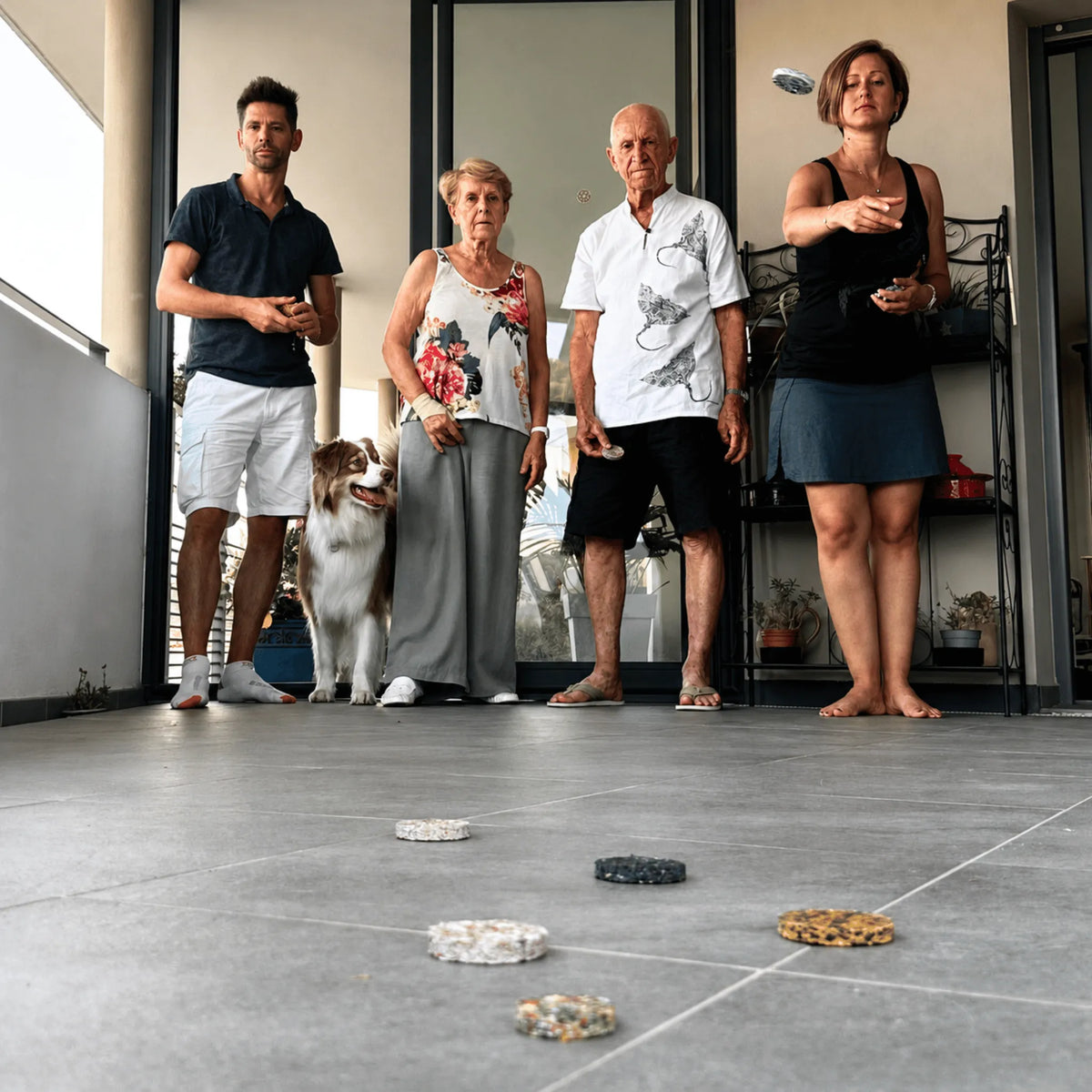 Binnen- en buitenspel van leren schijven - DE FAMILIALE