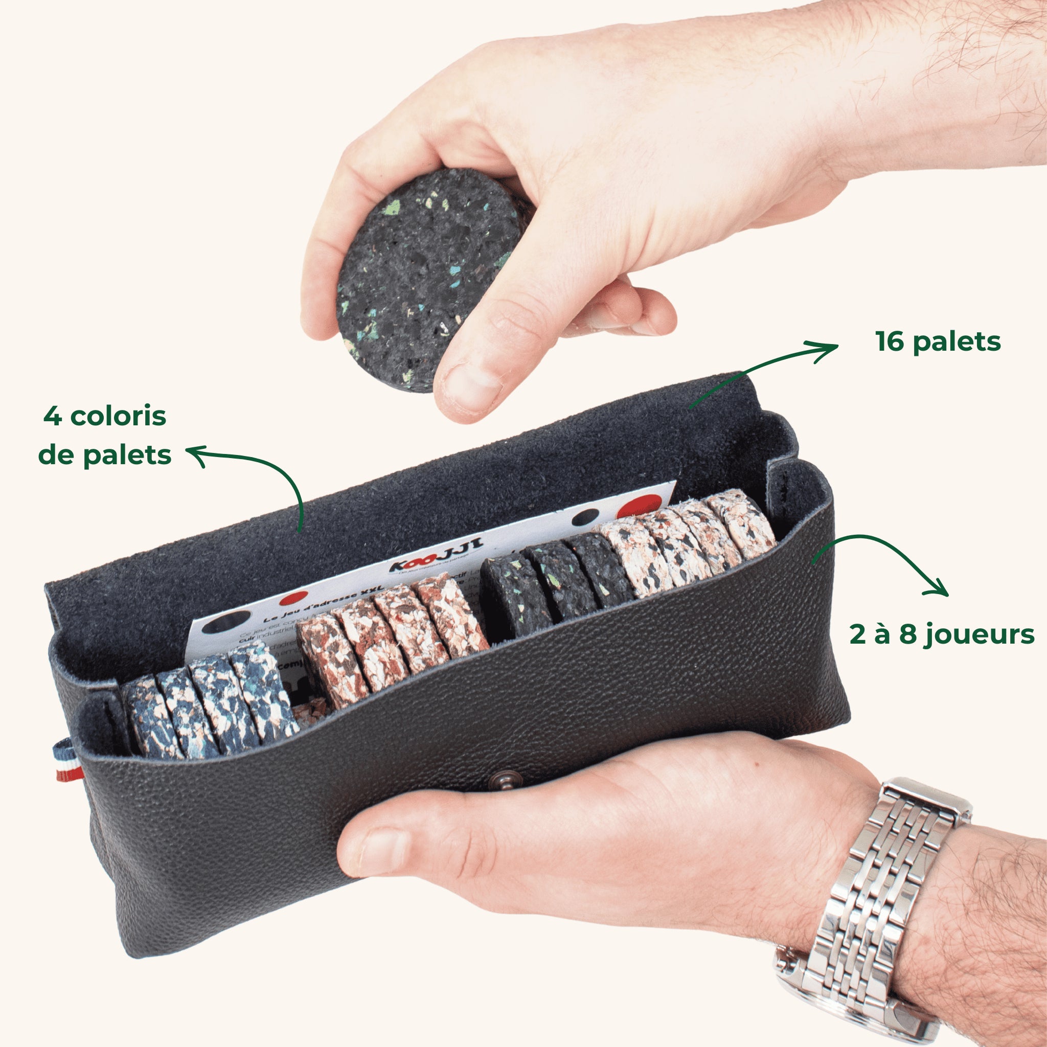 Jeu de palets d'intérieur et de plein air en cuir - LE FAMILIAL