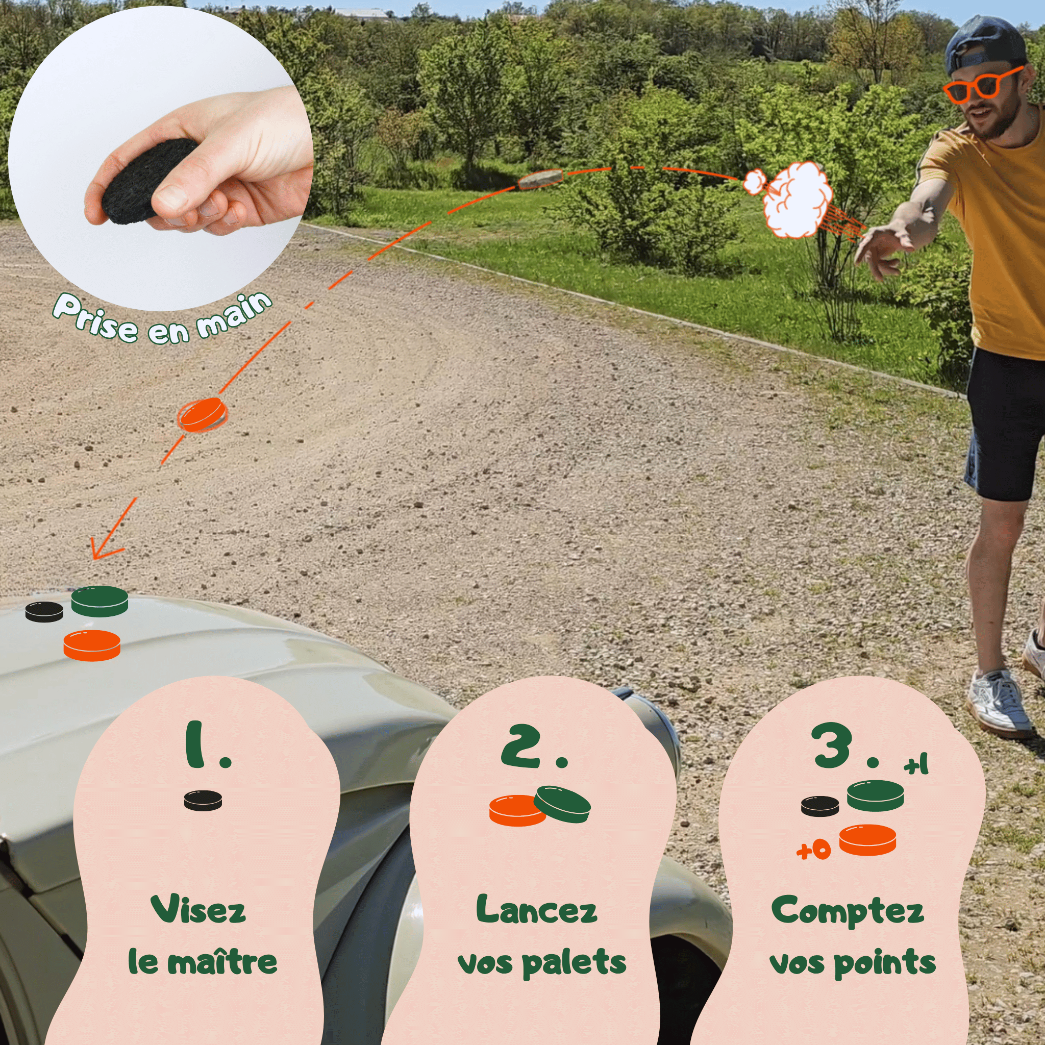 Jeu d’adresse familial KOOJJI – coffret de 12 palets en cuir coloris croco pour jouer en famille