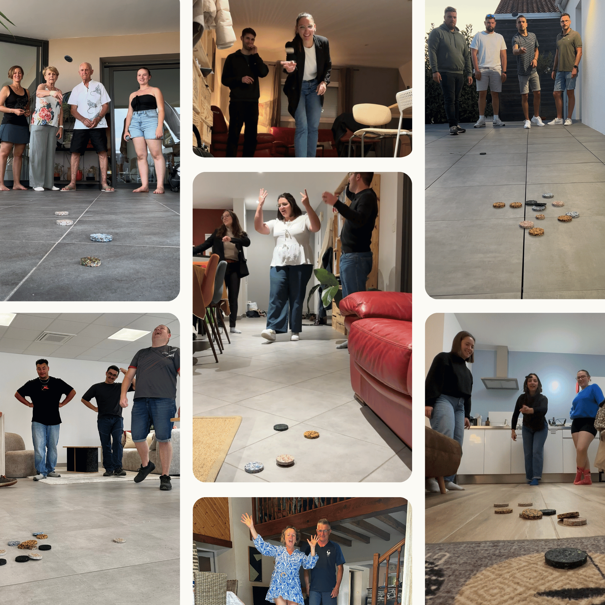 Jeu d’adresse familial KOOJJI – coffret de 12 palets en cuir coloris croco pour jouer en famille